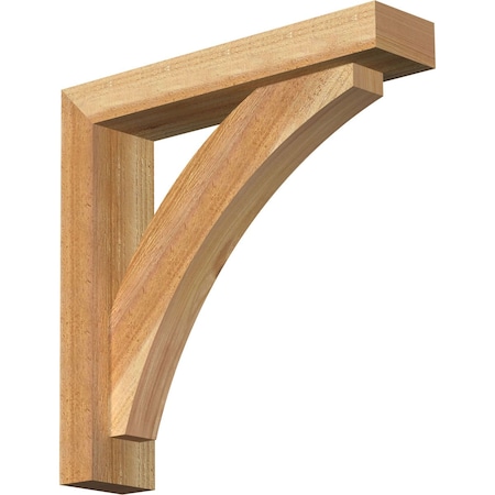 Ekena Millwork Thorton Block Rough Sawn Bracket w/ Offset Brace, Western Red Cedar, 4"W x 18"D x 18"H BKT0402X18X18THR05RWR